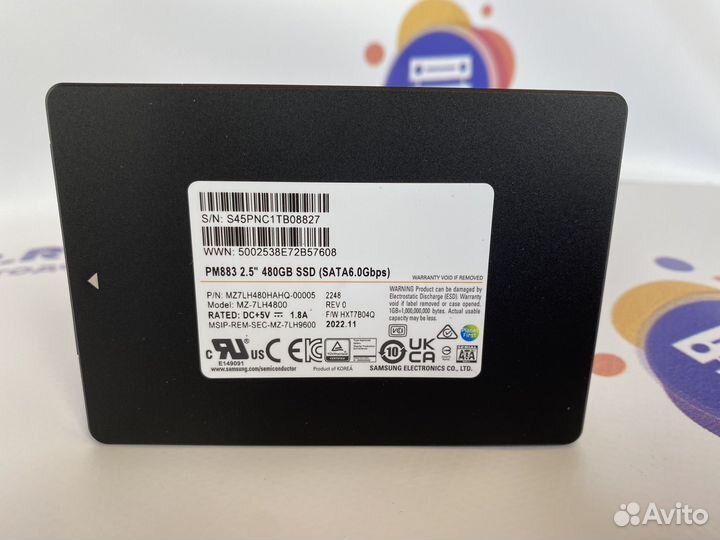 Серверный SATA ssd 480gb Samsung PM883 новые