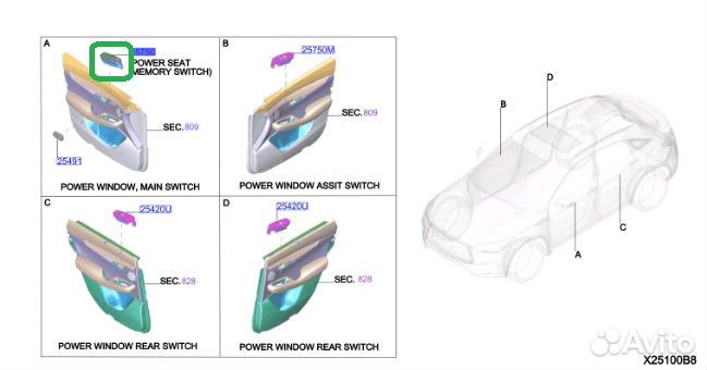 Блок управления стеклоподъемниками Infiniti Qx50