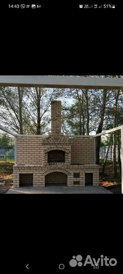 Каминная печь барбекю мангальная зона