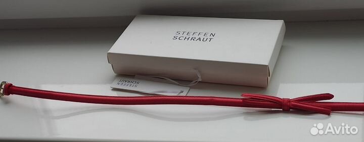 Ремень красный с бантиком, кожа, оригинал Германия