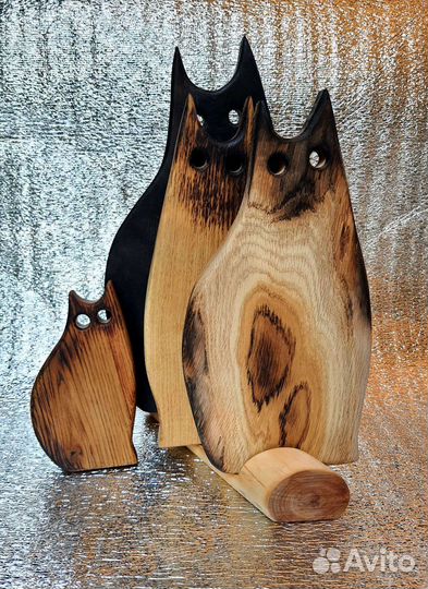 Набор разделочных досок на подставке коты кошки