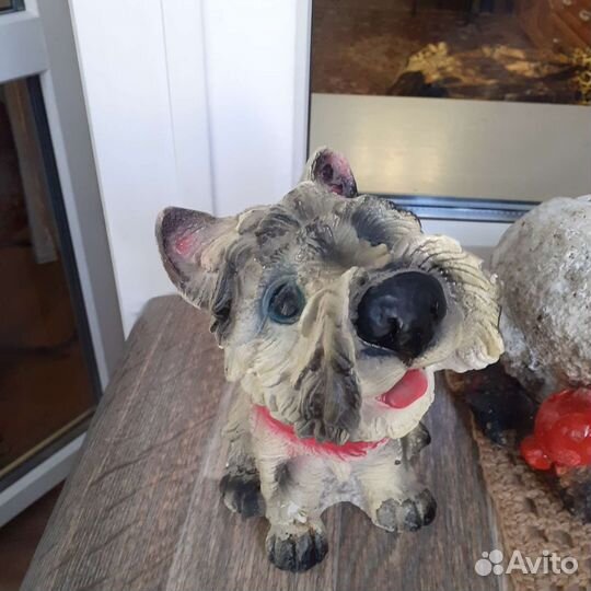 Отдам статуэтки и цветок садовые и собаку