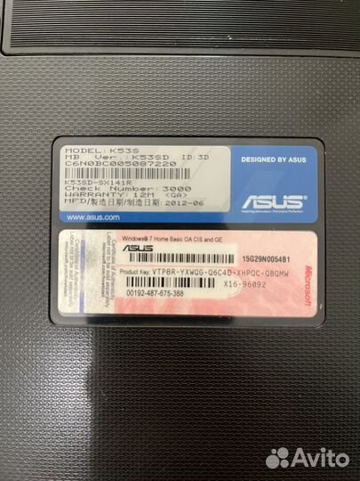 Ноутбук asus k53s