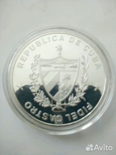 Посеребренная монета Фидель Кастро