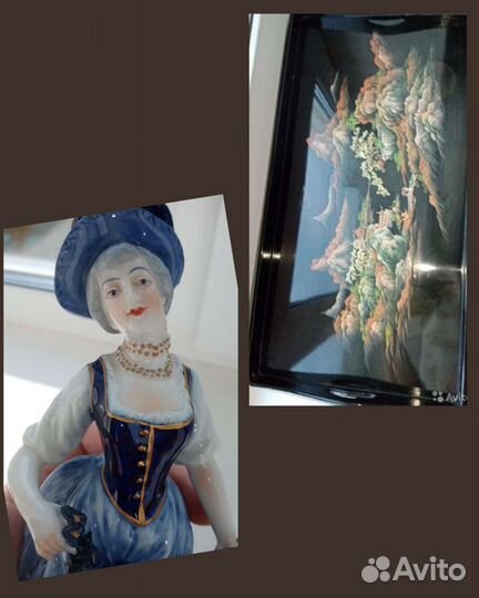 Поднос антикв. Статуэтка Фолькштедт, Германия