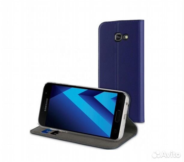 Фирменный чехол-книжка на samsung A7 (2017) Blue
