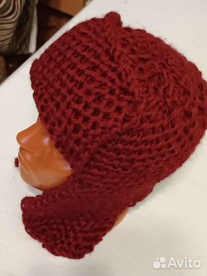 Шапка ушанка женская вязаная