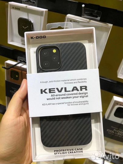 Case K-DOO Kevlar для iPhone 12 Pro Max чёрно-серы