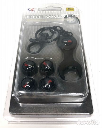 Колпачки на ниппеля - Type-R (с ключом/черный) (Че