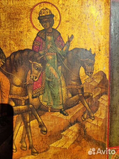 Старинная икона Борис и Глеб