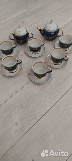 Чайный сервиз кобальт с золотом СССР Полонне