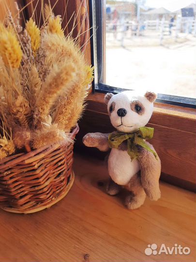Тедди панда бежевая (игрушка миниатюра)