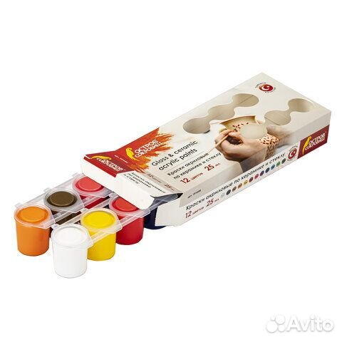 Краски акриловые по керамике и стеклу 12 цв