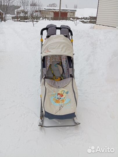 Санки коляска с колесиками