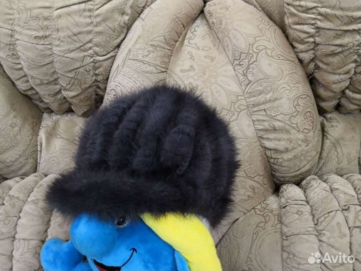 Шапка норковая вязаная женская