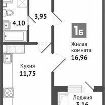 1-к. квартира, 40 м², 8/17 эт.