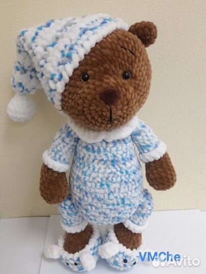 Мишка, вязаная игрушка, мягкая плюшевая игрушка