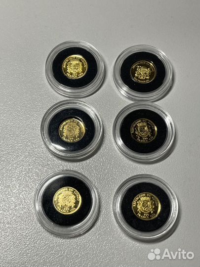 Золотые монеты 999пробы (метеориты) 6шт Цена 1шт