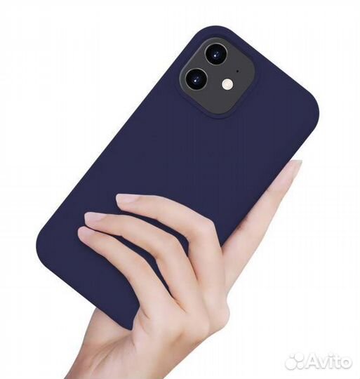 Силиконовый чехол на iPhone 12Mini синий