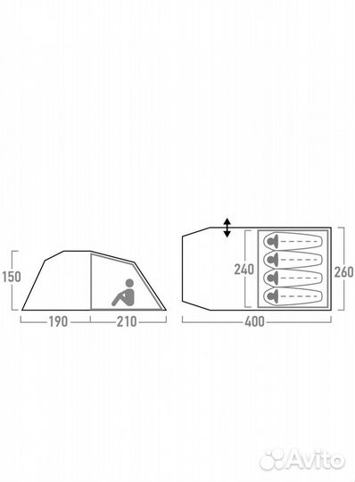 Палатка туристическая 4-местная с тамбуром