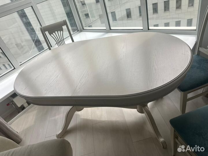 Стол обеденный овальный раздвижной со стульями