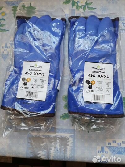 Перчатки резиновые длинные тёплые 10 XL