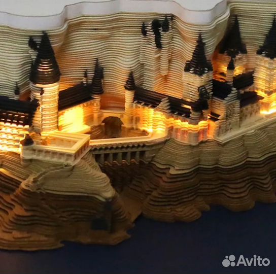 Отрывной 3D календарь хогвартс замок с подсветкой