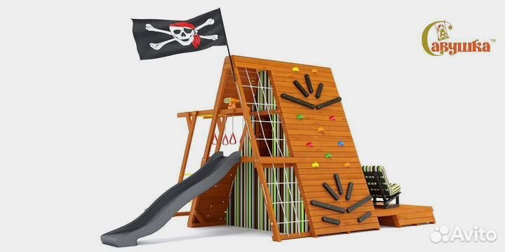 Детский спортивный комплекс с крышей для дачи