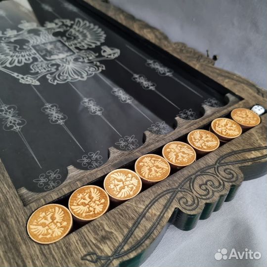 Нарды Герб России под стеклом