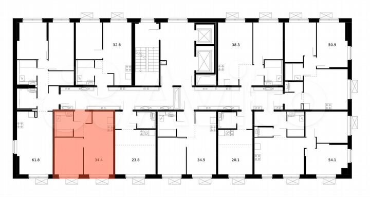 1-к. квартира, 34,4 м², 9/9 эт.
