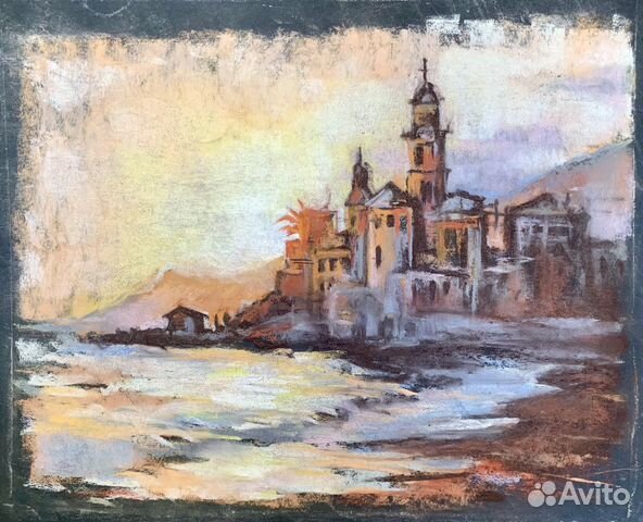 Картина «Закат на южном побережье» сухая пастель