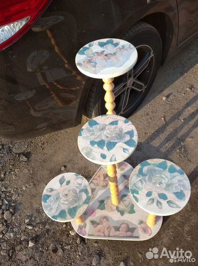 Подставка под цветы дерево декупаж