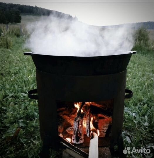 Казан чугунный 10л с печкой+ шумовка в подарок