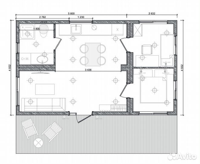 Каркасный дом под ключ 6х2,5