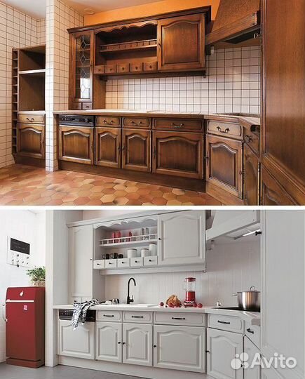 Покраска Реставрация мебели фасадов кухни шкафы
