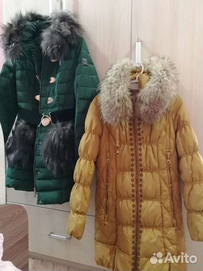 Пуховик женский 46 размер горчичный, жёлтый