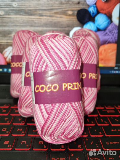 Пряжа Soft cotton,Coco print,Pelican,Alize,Ирис