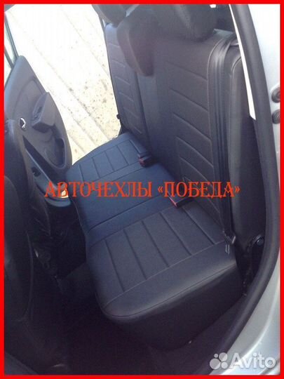 Чехлы Renault Sandero 2 из экокожи чёрные Классика