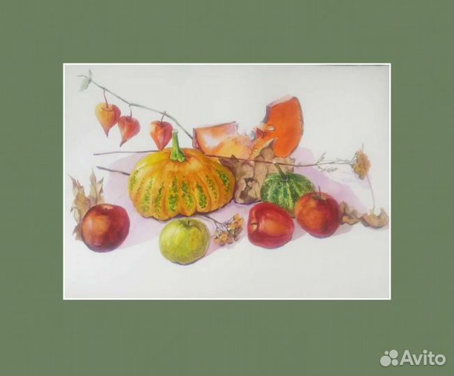 Картина акварелью Тыква