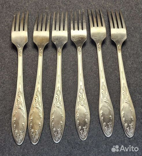 Набор из 6 столовых вилок мельхиор СССР