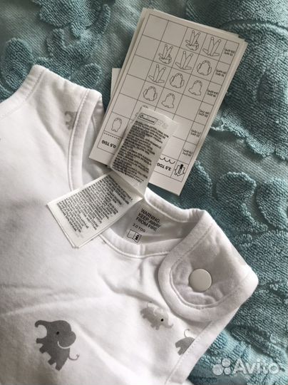 Спальник детский белый слоники H&M