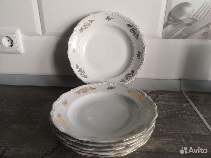 Taрелки супoвыe Walbrzyсh, 6 шт., Старая Польшa