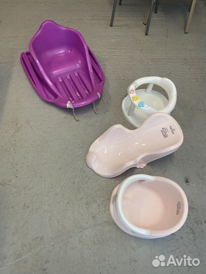 Горка для купания, стульчик, санки