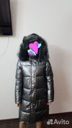 Пуховик женский длинный с капюшоном