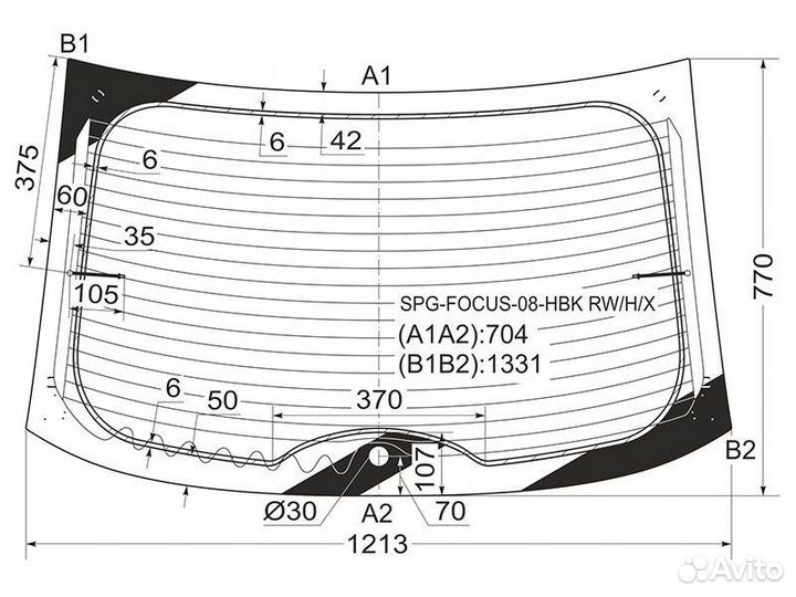 Стекло задка ford focus 3/5D HBK 08- (Э/О) (кры