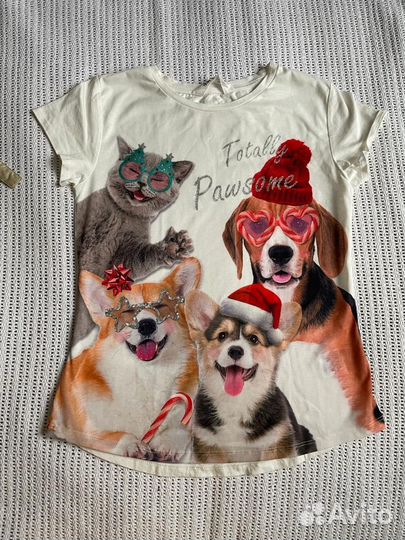 HM футболка с котиком и собачками