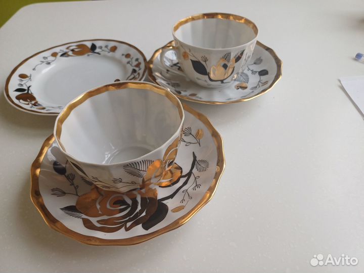 Чайные пары Золотая роза Вербилки Винтаж