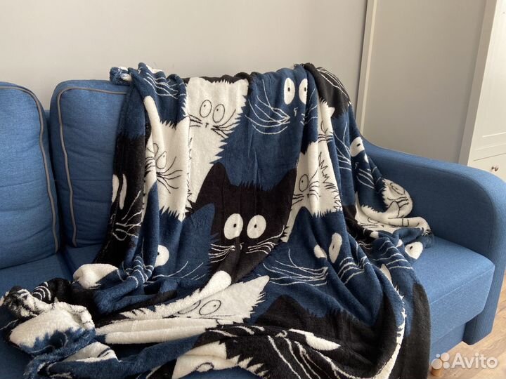 Новый плед флисовый с котиками покрывало 240*180