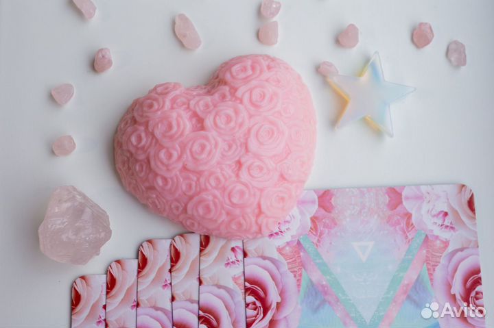 Мыло сердце ручной работы с натуральными камнями