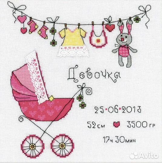 Метрика для новорожденных вышивка